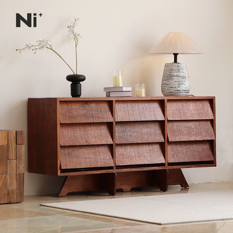 Ni尼家复古风九斗柜实木中古餐边柜民宿酒店会所客厅侘寂玄关边柜