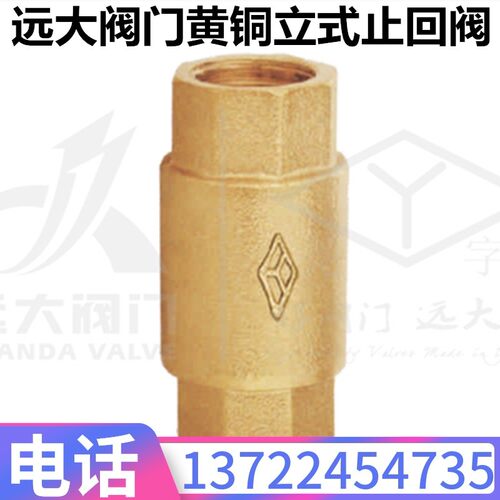 河北远大阀门H12X-10/16T黄铜水管弹簧立式防倒流止回阀DN15-50
