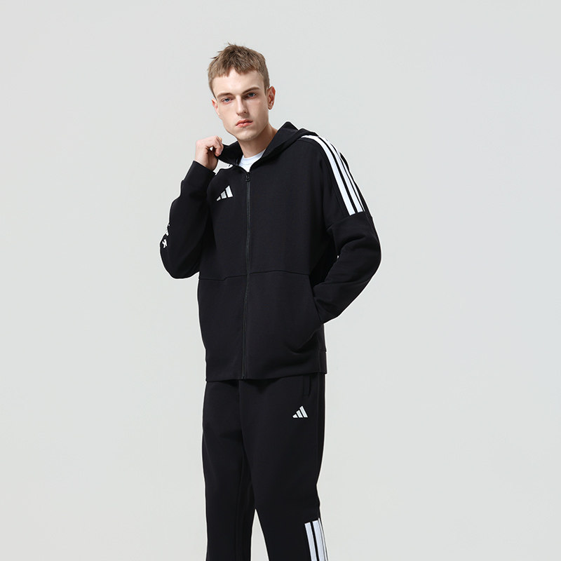 Adidas/阿迪达斯外套男女秋季跑步运动连帽夹克外套防风拉链长袖