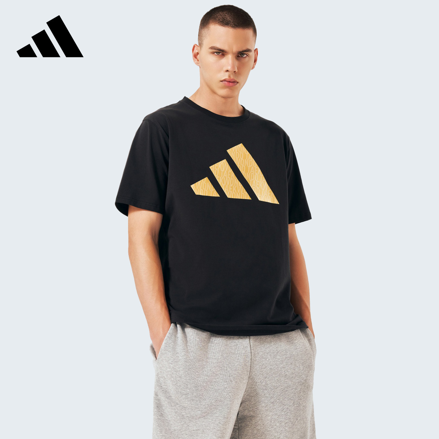 Adidas/阿迪达斯短袖男款夏薄款休闲运动风百搭T恤透气印花半