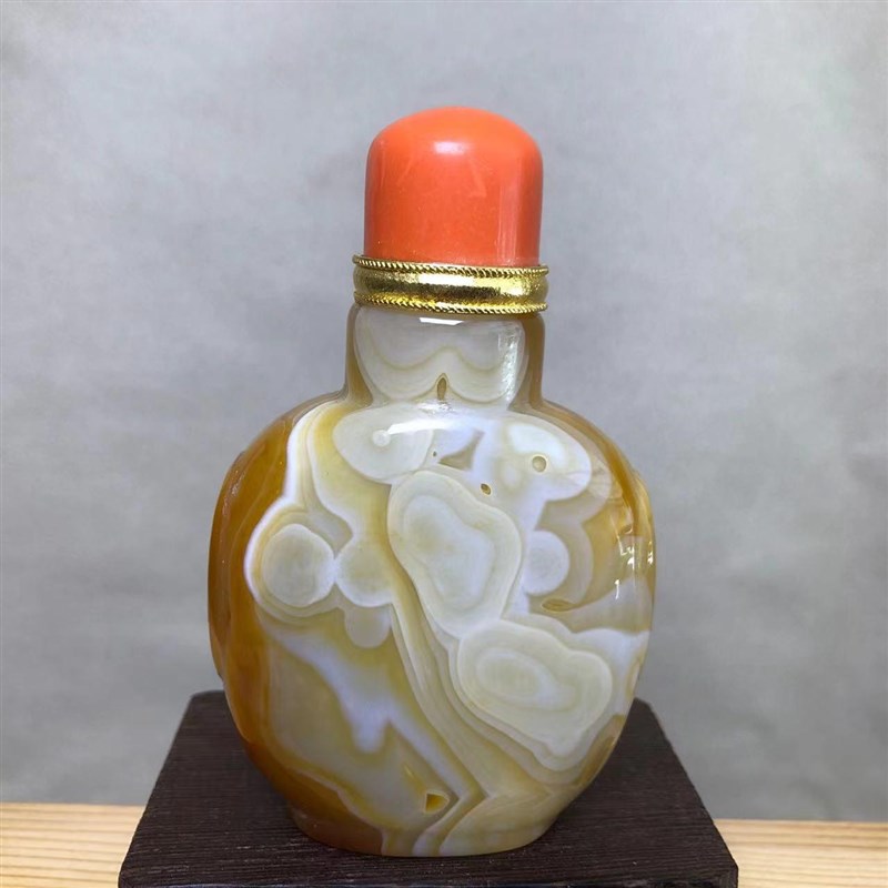 缠丝玛瑙壶烟鼻蒙古特色礼间手工艺把玩摆件祝寿回民手工艺礼实用