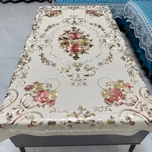 【下单立减50】烫金花纹桌布防水防滑防烫免洗长方形餐桌布XJ