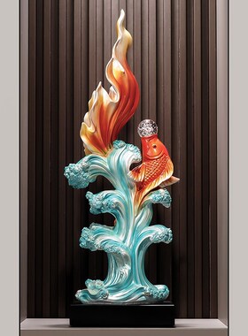 如鱼得水玄关装饰摆件高级感客厅入户酒店大堂艺术品办公室工艺品