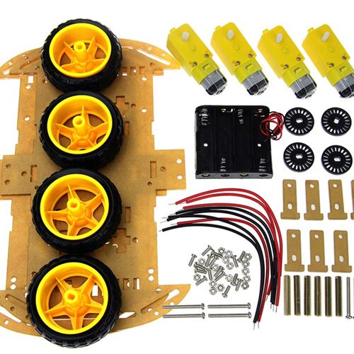 UNO R3四轮4WD智能小车码盘测速循迹避障蓝牙遥控机器人套件DIY