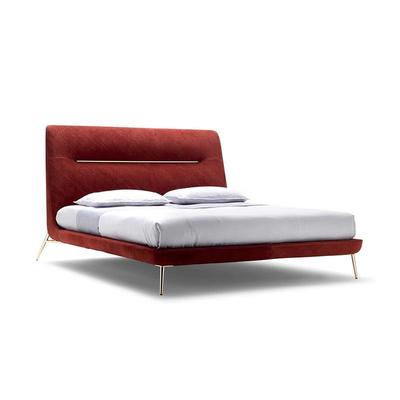 意式极简Amelie布艺床后现代轻奢设计师大平层主卧磨砂绒双人床婚