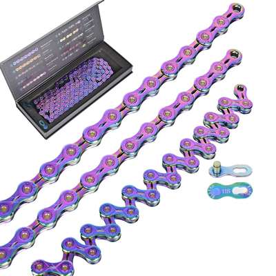 SUMC全镂空彩色链条山地车公路自行车变速链条链子9101112速