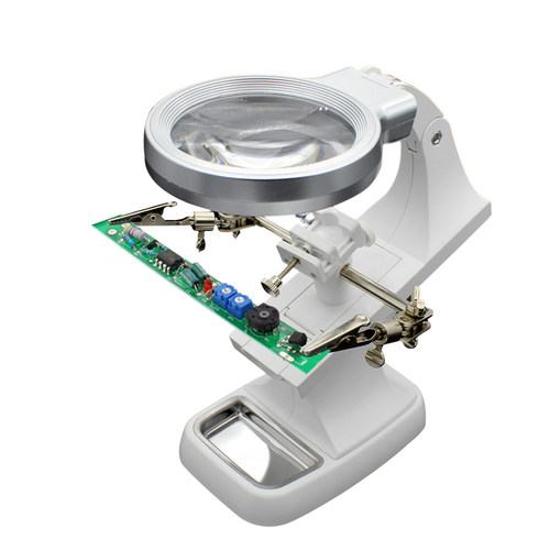 台式焊接放大镜带灯辅助夹具 带烙铁架焊接放大镜工作台 维修台灯