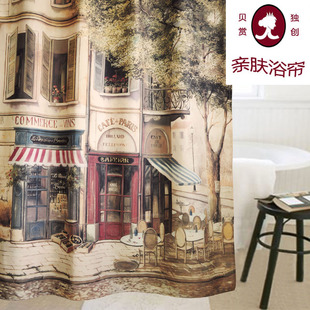 防水加厚防霉浴帘卫生间浴帘布浴室窗帘套装 升级版 遮光不透欧式