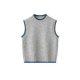 SENDAWAY 宽松 24AW撞色边针织马甲毛衣背心女内搭叠穿圆领秋冬季