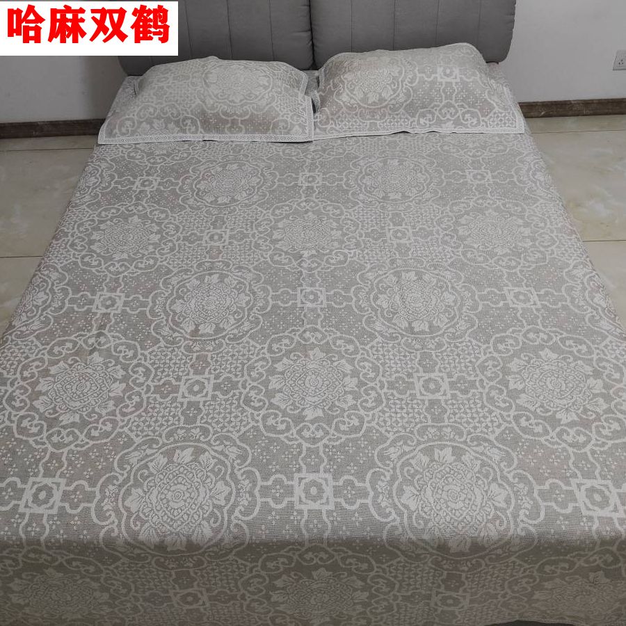 哈麻空鹤老加加厚提花凉席套件厂折叠可水洗双人双调席子