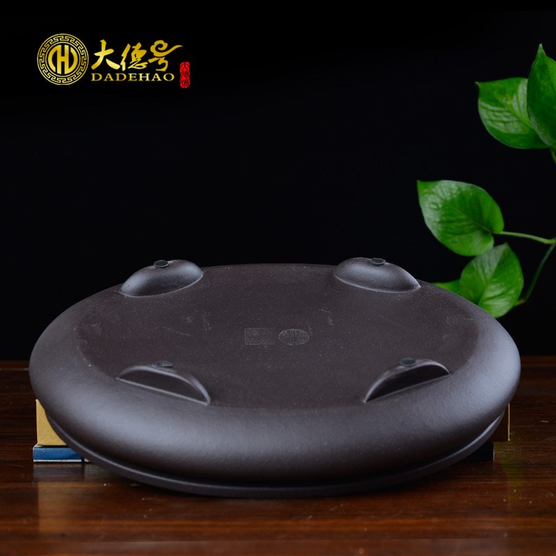 紫砂假山盆景盆水底植腰圆形绿盆水培菖蒲 水仙 花钱草 文竹铜盆