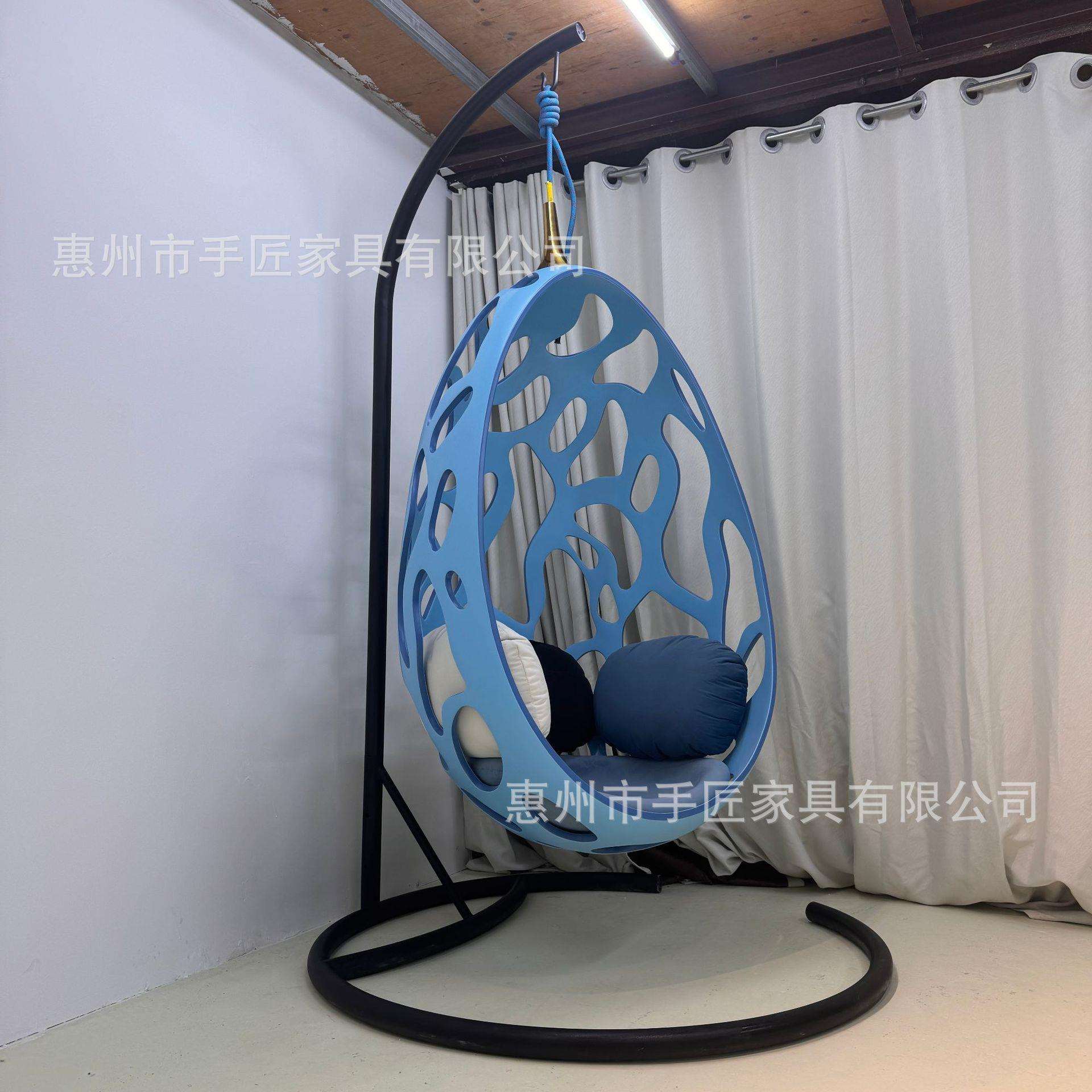 现代轻奢室内别墅庭院玻璃钢蛋形鸟巢摇篮秋千吊椅阳台悬挂吊床