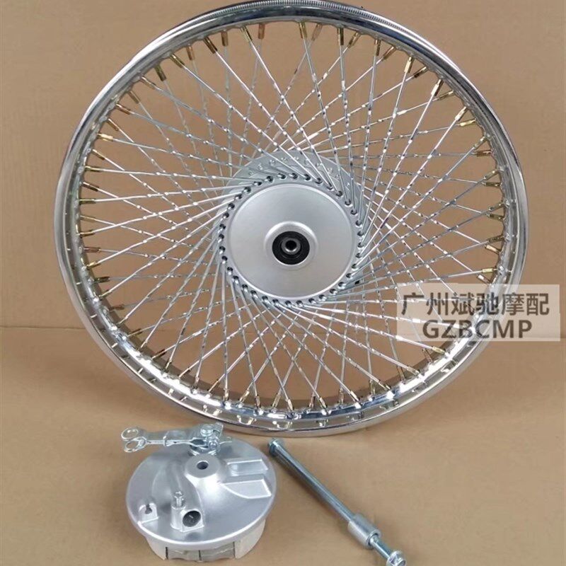 嘉陵70机车复古轮毂总成JL70加宽钢圈幼兽机车72辐条钢丝轮毂