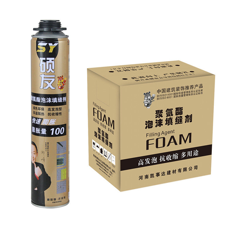 750ML聚氨酯泡沫填缝剂发泡胶 门窗建筑防水堵洞泡沫胶阻燃整箱批