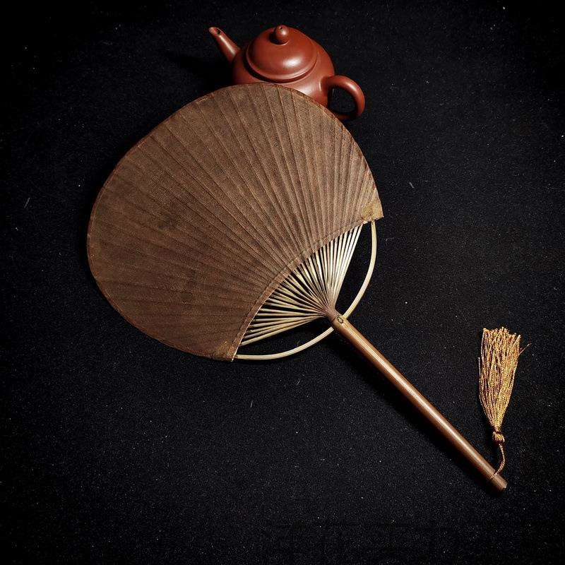 复古新中式手工宣纸扇大漆竹扇茶竹编织团扇禅意扇子纳凉夏季蒲扇