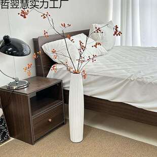 高颜值简约客厅格子间落地陶瓷摆件电视柜旁两边装饰插花陶瓷花瓶