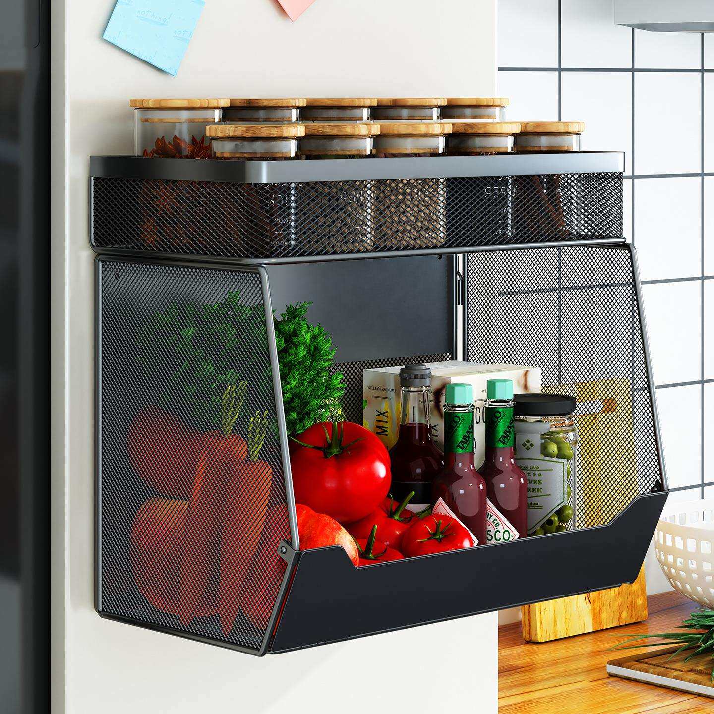 冰箱置物架侧收纳厨房蔬菜水果挂架磁吸免打孔磁铁收纳盒调料盒子