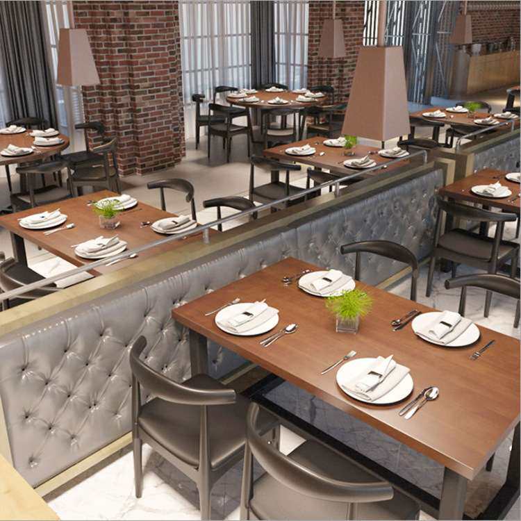 北欧复古实木餐桌椅工业风酒吧咖啡厅长桌椅组合西餐厅烧烤店饭桌