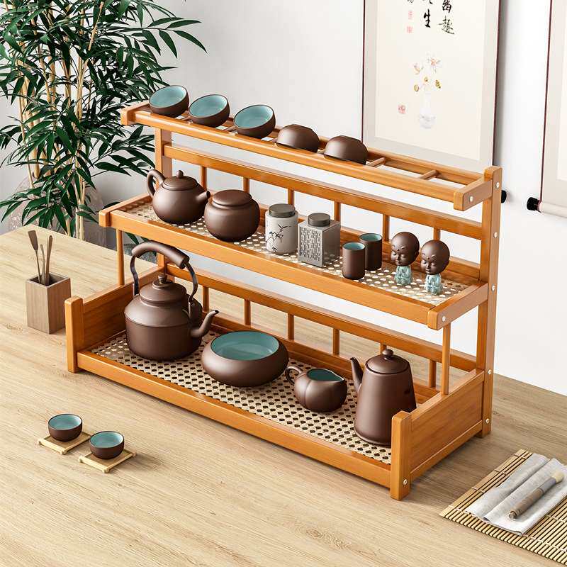 茶杯架架子茶具壶放置物架中式桌面博古架茶壶展示摆放小型架