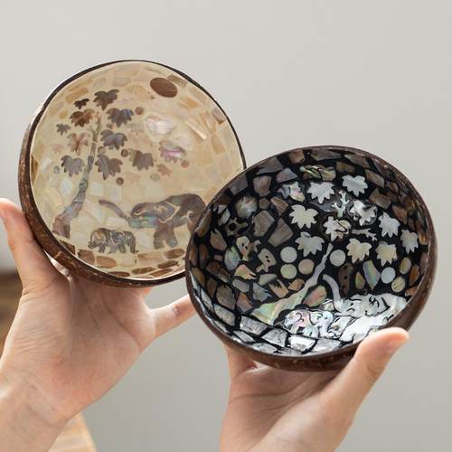 天然贝壳椰子碗收纳摆件