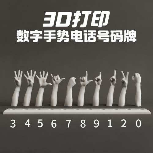 3D打印车载手势挪车号码牌