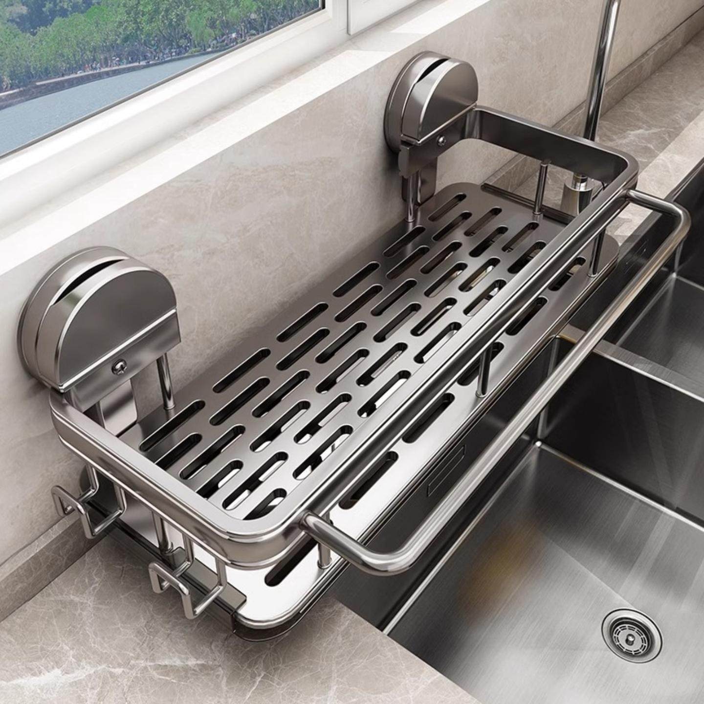 厨房吸盘抹布架沥水壁挂式多功能水槽置物架水龙头洗碗海绵收纳架,厨房/烹饪用具,抹布架/厨房清洁收纳架,淘宝优惠券,粉丝福利购,淘宝优惠卷