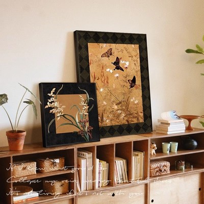 中古风客厅餐厅装饰画法式复古电视柜斗柜桌面摆件画壁画卧室挂画