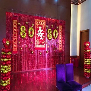 场景寿辰布置爸妈80祝寿装饰新年寿诞画门口立柱联对老年人背景墙