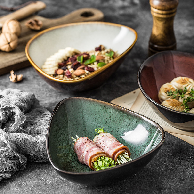 创意酒店用品餐具个性不规则餐厅特色菜盘家用沙拉盘陶瓷水果盘