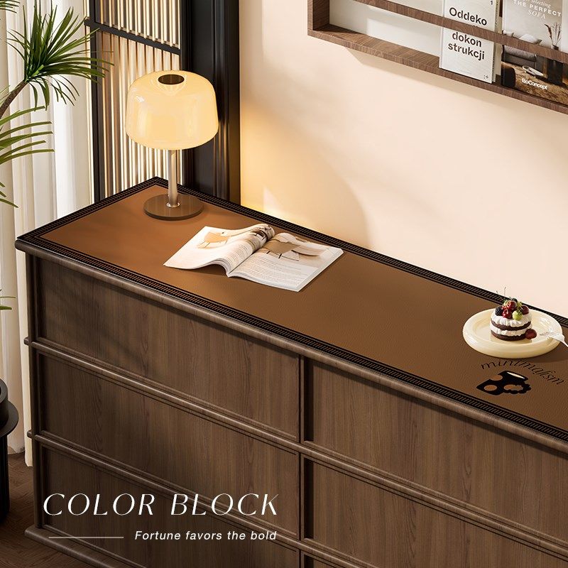 美拉德复古风餐边柜电视柜保护垫台面垫子皮革桌布防水防油免洗,居家布艺,桌布,淘宝优惠券,粉丝福利购,淘宝优惠卷