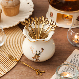 欧式水果叉套装创意可爱家用客厅勺子不锈钢叉子水果叉欧式小奢华