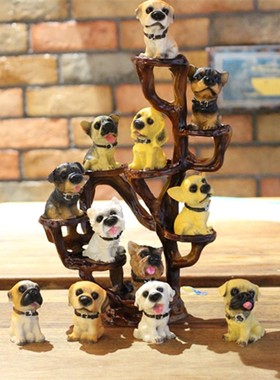 仿真树脂12只名犬小狗狗创意汽车客厅酒柜装饰桌面小摆件男生礼品