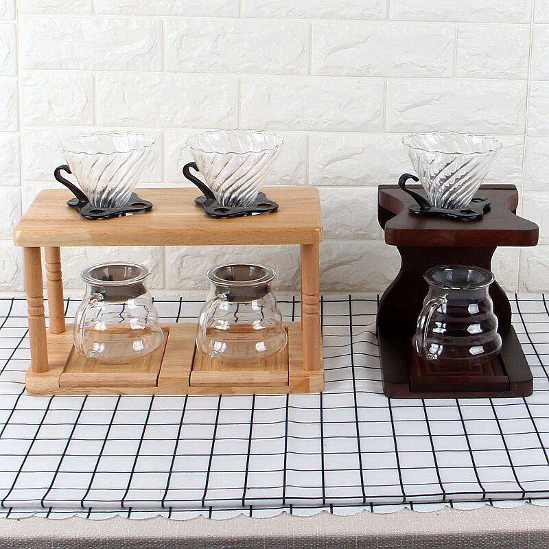 实木手冲咖啡滤杯架木底座咖啡器皿陈列架咖啡店摆件手冲壶木底座