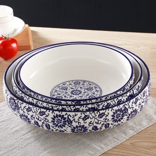 青花瓷水煮鱼碗汤碗酒店用大号陶瓷汤碗酸菜鱼盆汤盆大码 菜碗虾碗