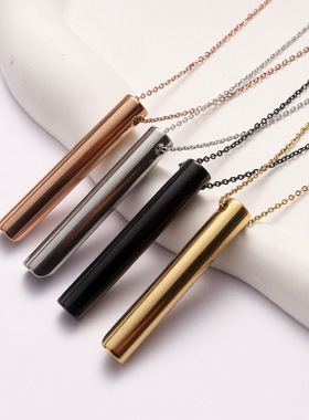 欧美跨境钛钢简约百搭长条口哨项链热卖调节呼吸减压项链时尚热销
