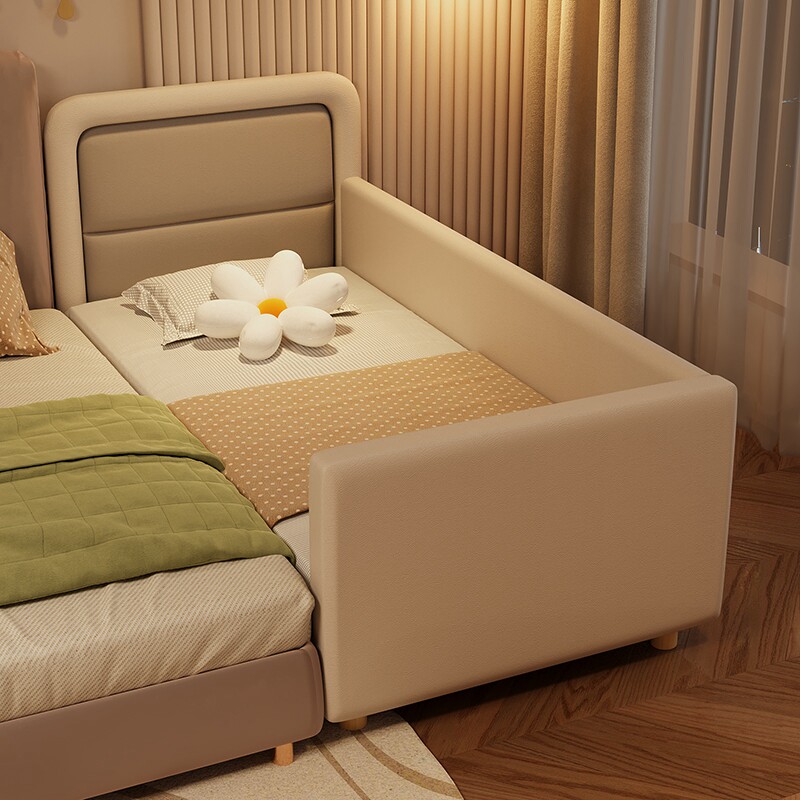 软包拼接神器大床儿童带护栏实木床男女宝宝加宽边床平接婴儿小床