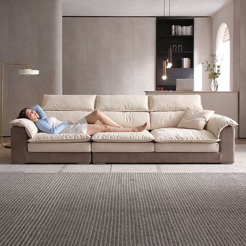 甄皮免洗科技布沙发奶油风布艺沙发贵妃组合2023新款沙发客厅