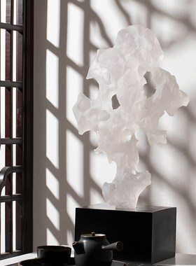 新中式透明佛手香炉玉玺老虎镇纸太湖石雕塑马狮子摆件