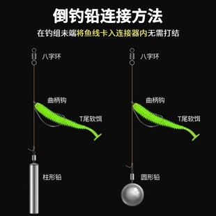 倒钓钓组成品路亚线组套装 铅坠鱼钩德州钓组线组8003钩铅大物绑好
