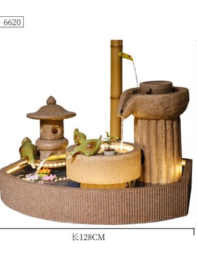 日式庭院花园景观布置鱼池喷泉流水摆件店铺角落造景竹子落地装饰