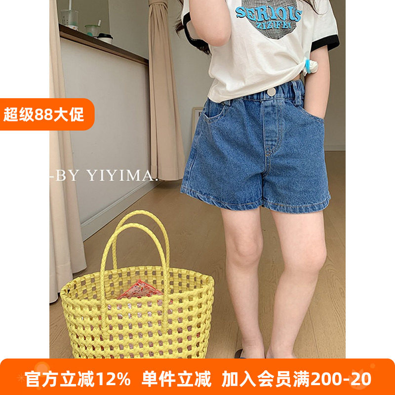 BEIFU贝芙 儿童夏季休闲百搭牛仔短裤女童简约舒适宽松热裤五分裤