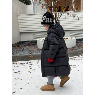 BIEFU贝芙 儿童石墨烯发热中长款90白鸭羽绒服男女童保暖加厚外套