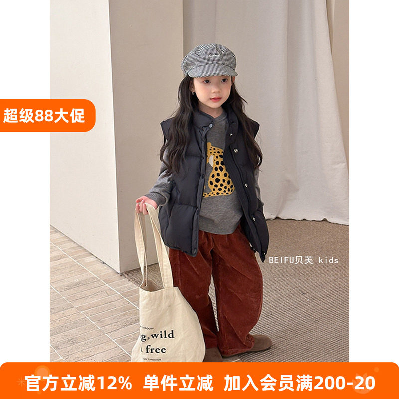 现货羽绒~ 儿童冬季立领羽绒服马甲女童宽松加厚保暖背心坎肩外套