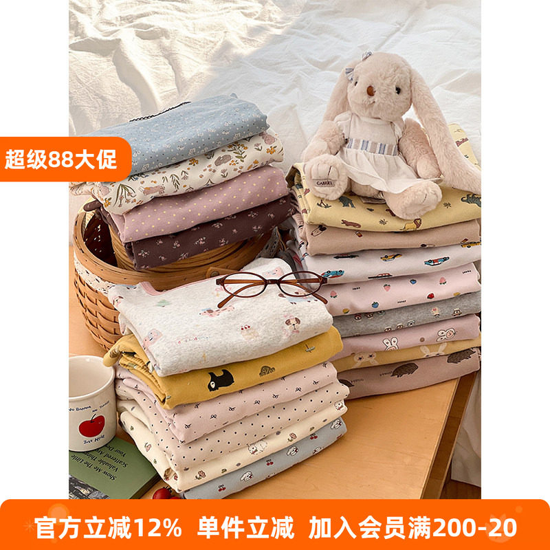 BEIFU贝芙 儿童10A抗菌纯棉无骨睡衣女童秋装家居服秋衣秋裤内衣