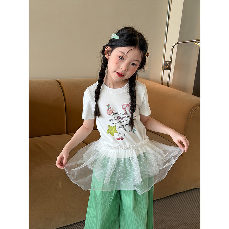 BEIFU贝芙 儿童韩版舒适纯棉卡通印花辣妹T恤女童休闲百搭上衣夏