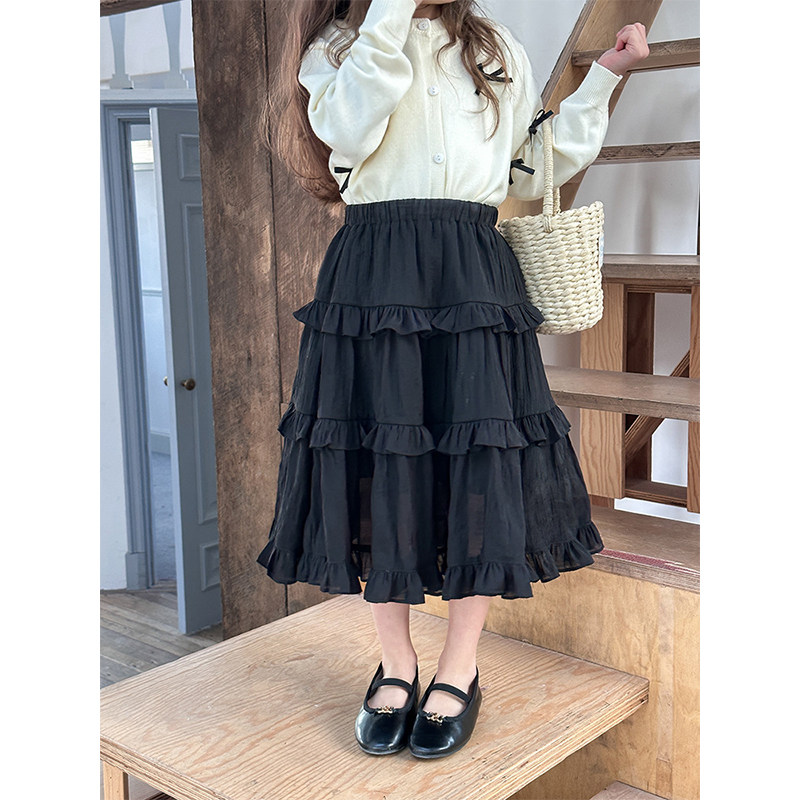 BEIFU贝芙 儿童春秋装洋气百搭蛋糕裙女童韩版中长款气质半身裙子