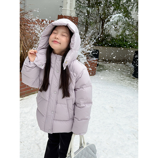 BEIFU贝芙 女童收腰设计时髦90白鸭绒连帽羽绒服儿童加厚保暖外套