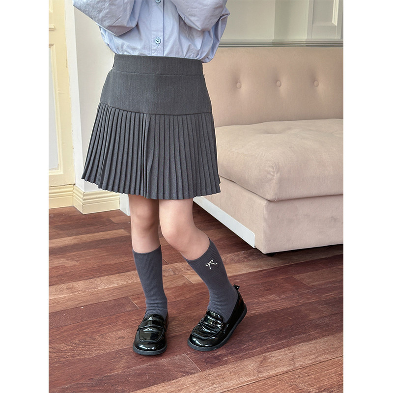 BEIFU贝芙 女童秋季学院风百褶短裙儿童防走光洋气百搭半身A字裙