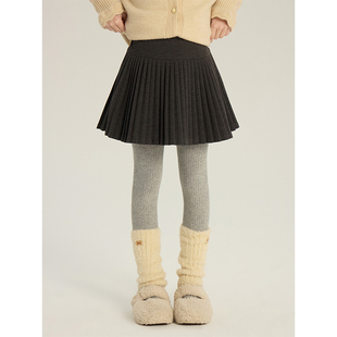 BEIFU贝芙 儿童冬季百搭加厚星空呢料百褶短裙女童韩版毛呢半身裙