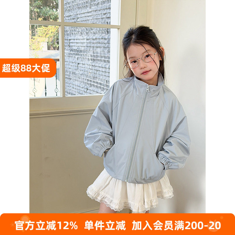 BEIFU贝芙 女童春秋装时尚立领休闲外套儿童韩版百搭宽松夹克上衣